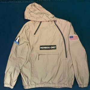 Members Only Light Gray Hooded Windbreaker